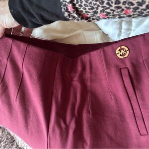 Michael Kors Burgundy Flat Front Pleated Casual Work Pants